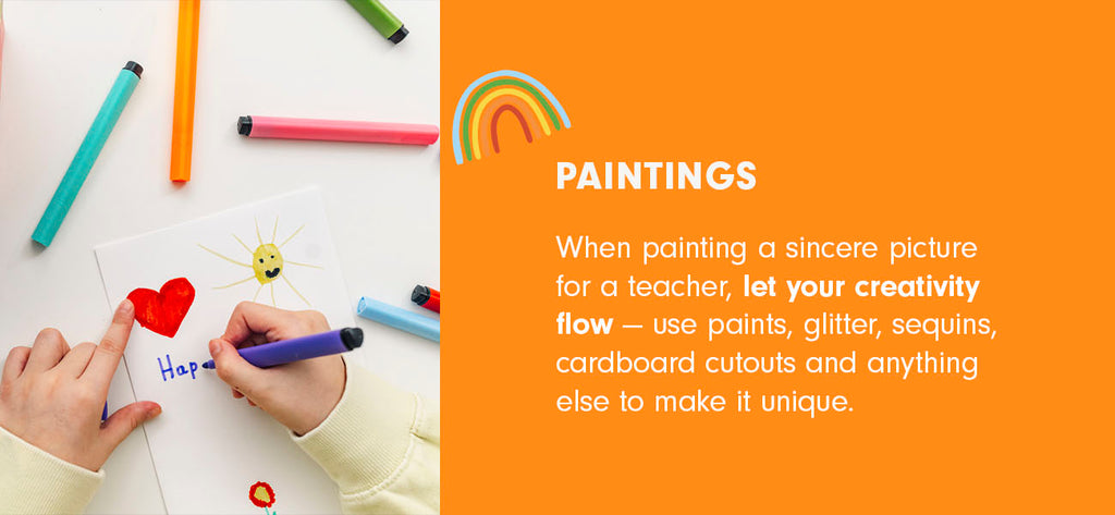 A student creates a painting for teacher appreciation week