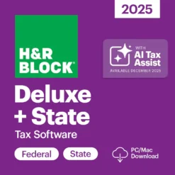 H&R Block Tax Software Deluxe + State 2025 (PC/Mac Digital Download)