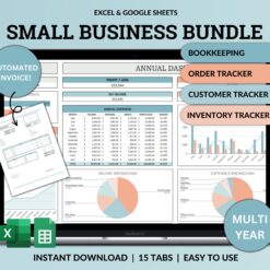 Small Business Tracker Google Sheets Excel Bookkeeping Spreadsheet Accounting Template Inventory Tracker Order Customer Tracker Sales Taxes