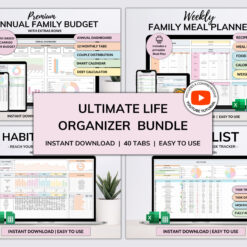 Family Annual Budget Weekly Meal Planner Habit Tracker To-Do List Monthly Budget Excel Spreadsheet Google Sheets Daily Habit Tracker Recipe