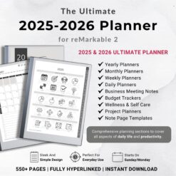 reMarkable Digital Planner 2025 2026 Daily Planner reMarkable 2 Template Minimalist Hyperlinked Planner for reMarkable Organization Planner