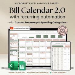 Bill Tracker Spreadsheet Google Sheets Bill Calendar Excel Bill Planner Budget Calendar Template Bill Payment Tracker Simple Budget Tracker